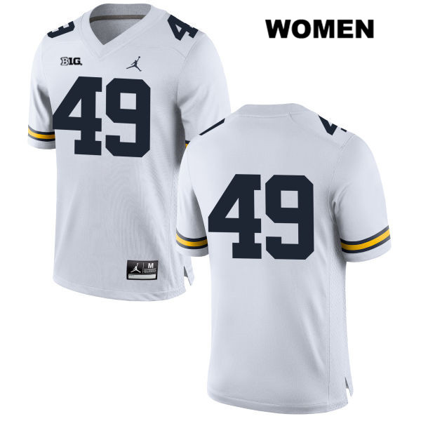 Women's NCAA Michigan Wolverines Lucas Andrighetto #49 No Name White Jordan Brand Authentic Stitched Football College Jersey WV25C57FM